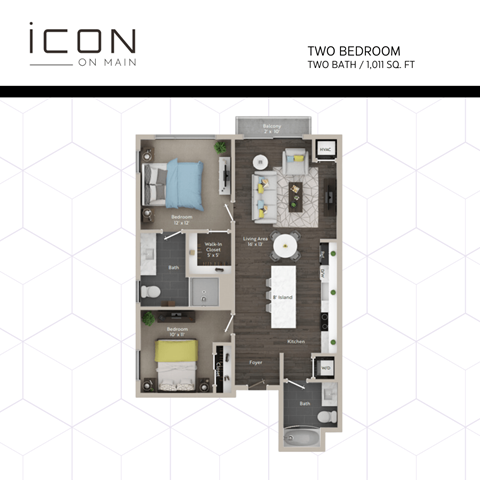a floor plan of two bedroom 2100 sqft